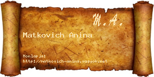 Matkovich Anina névjegykártya